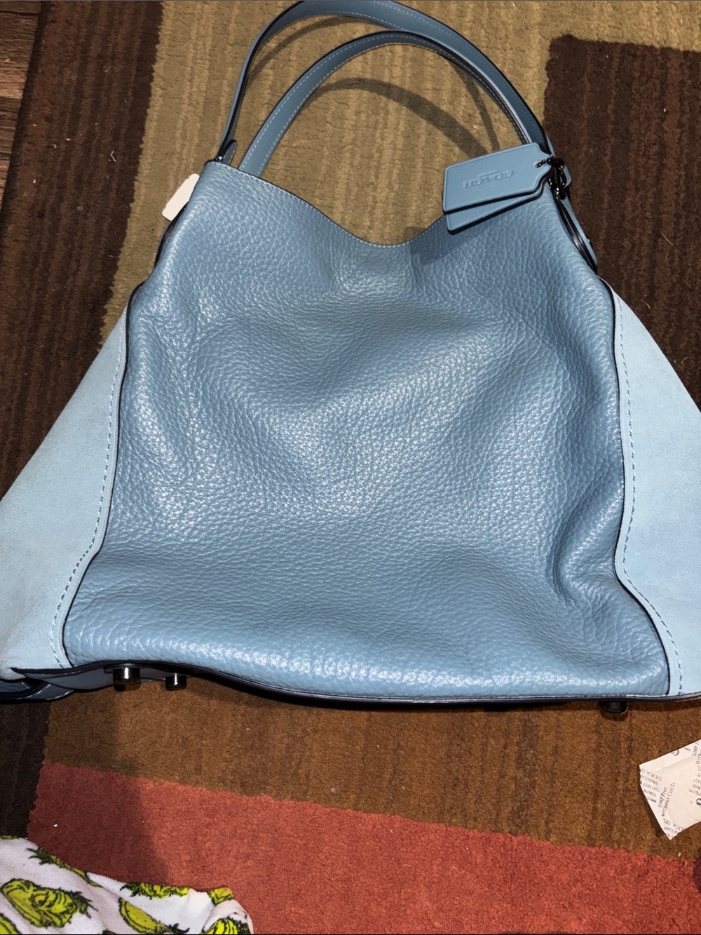 Coach Light Blue Pebbled Leather Hobo Shoulder Bag